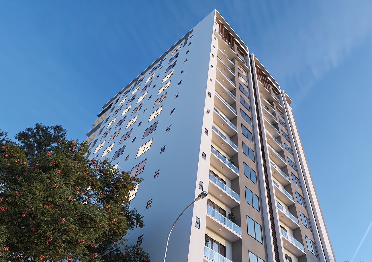 Front elevation rendering of Zuqruf Residence Phase II