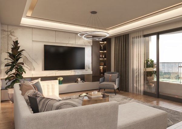 Living room interior concept at Zuqruf Residence Phase II