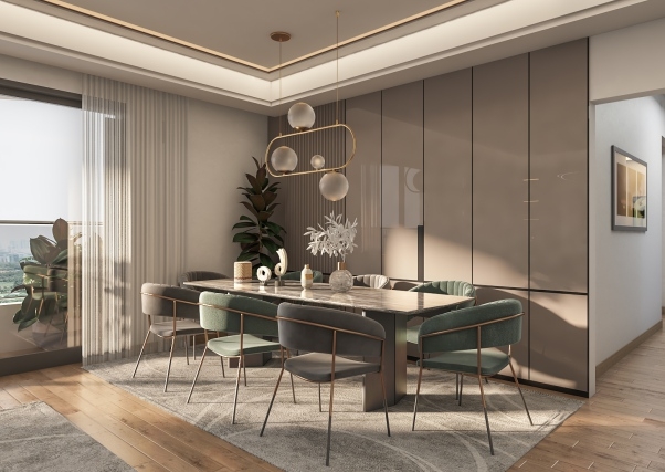 Dining room interior concept at Zuqruf Residence Phase II