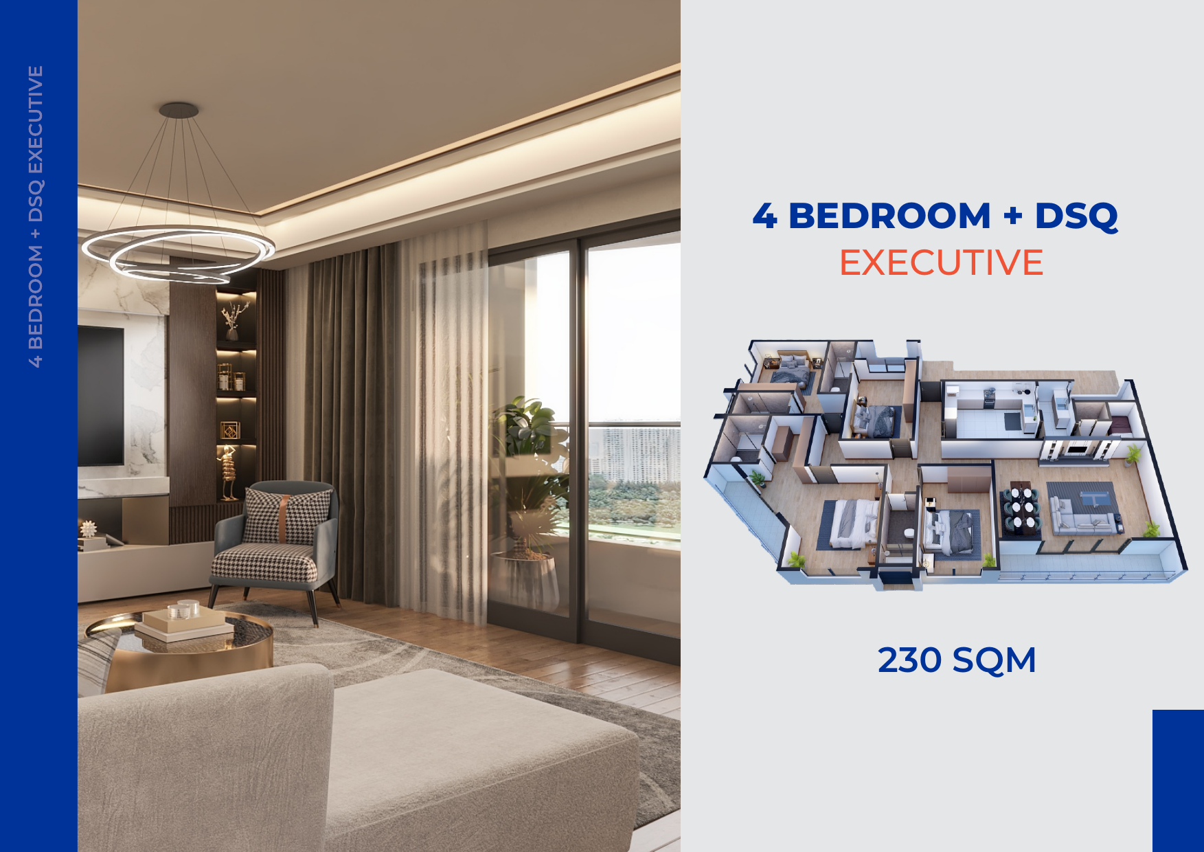 Executive 4 bedroom plus DSQ unit panel and layout
