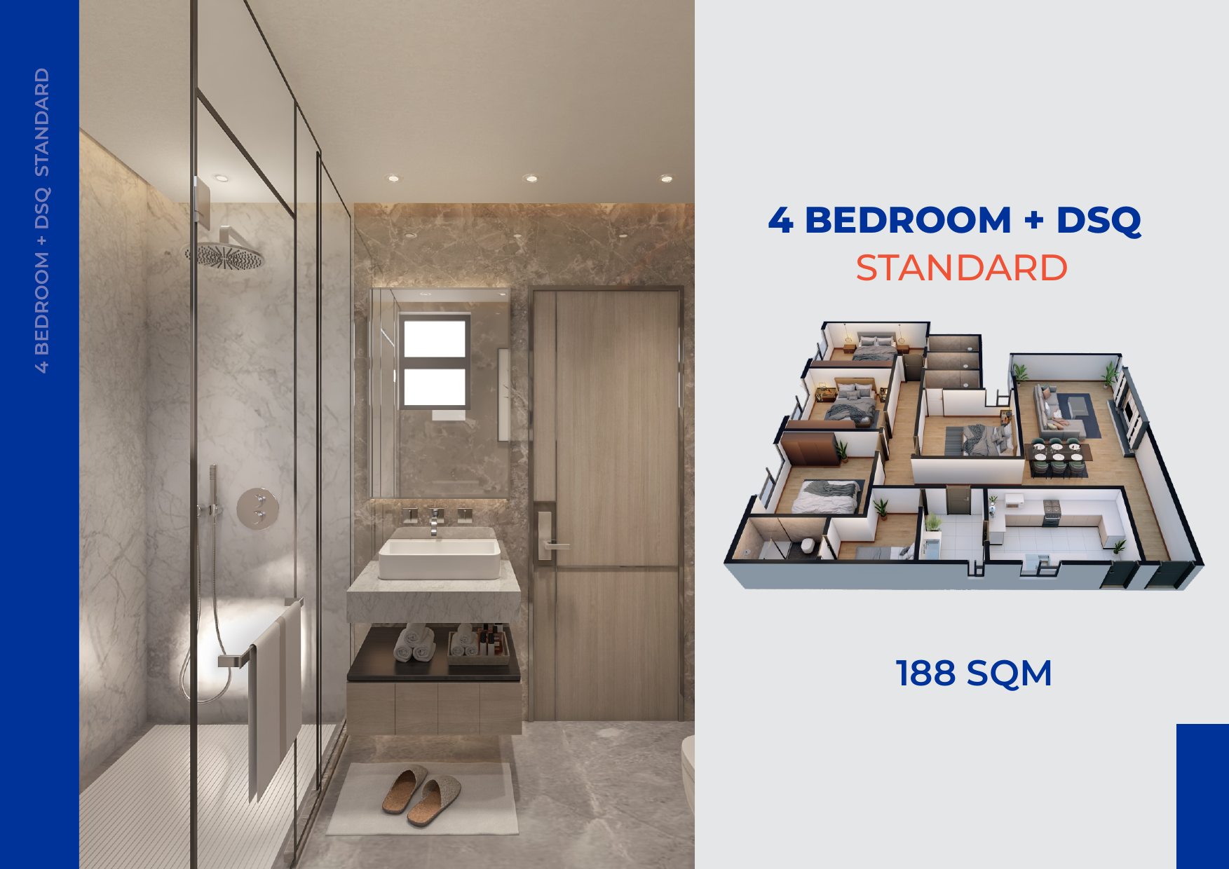 Standard 4 bedroom plus DSQ unit panel and layout