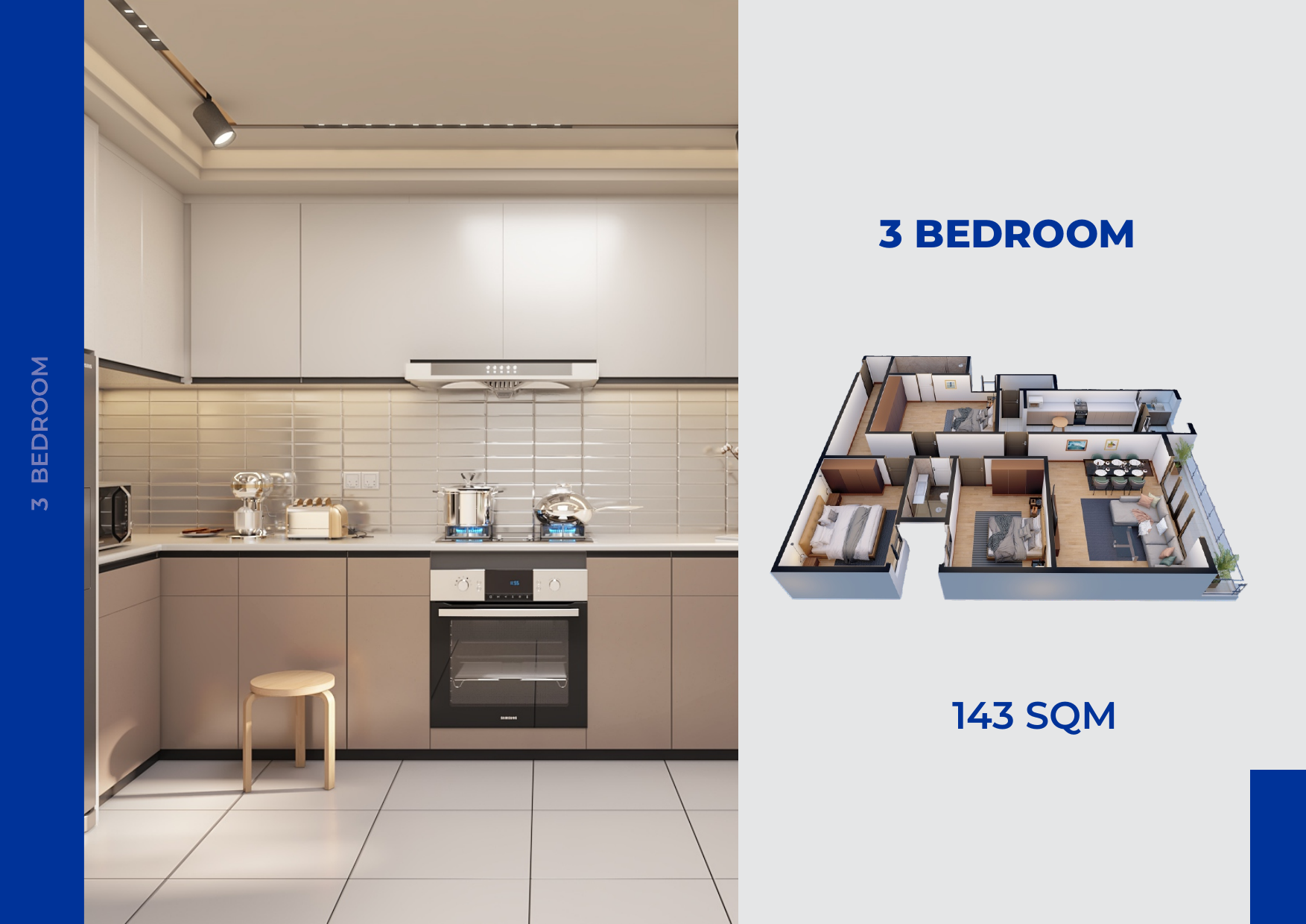 3 bedroom unit panel and layout